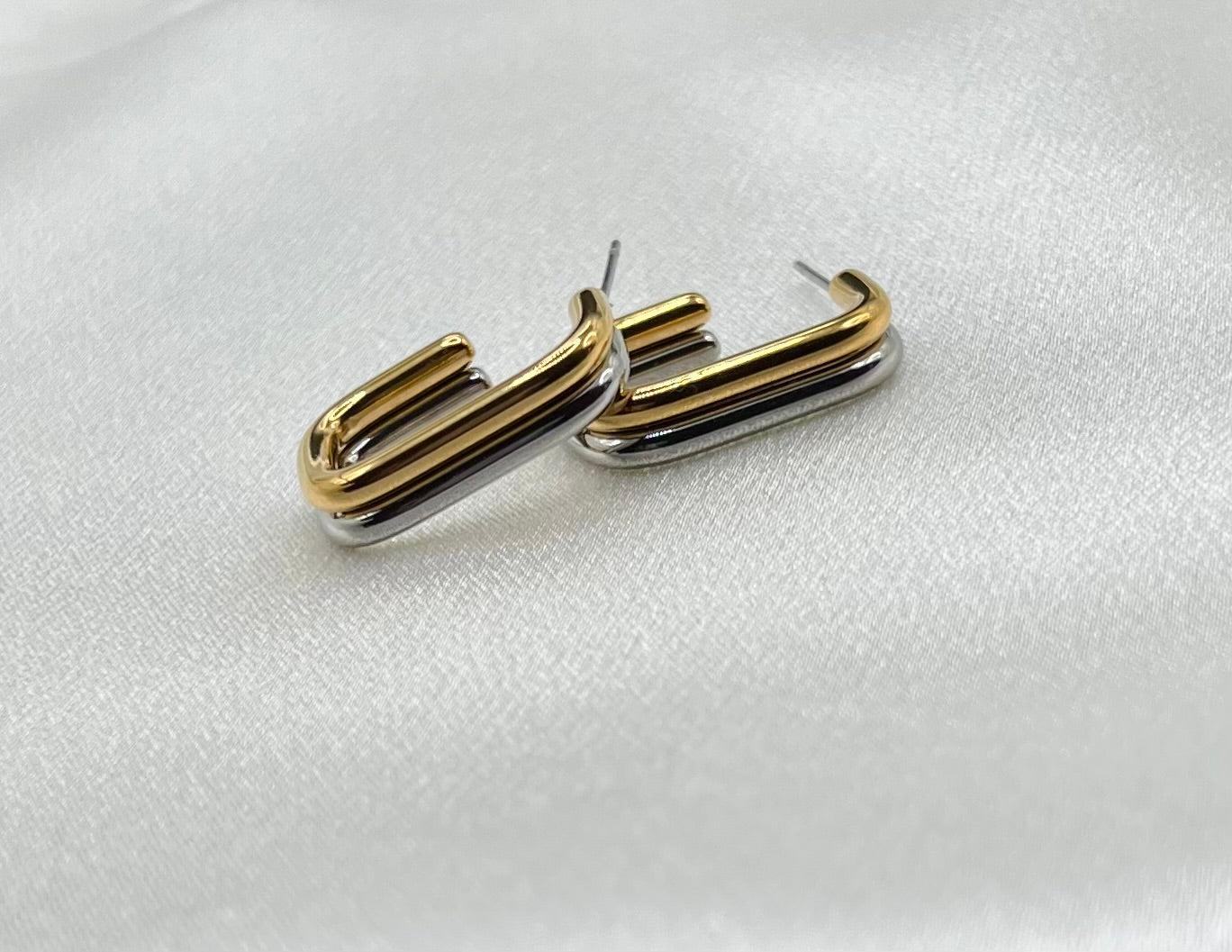 Dual-Tone Hoop Earrings
