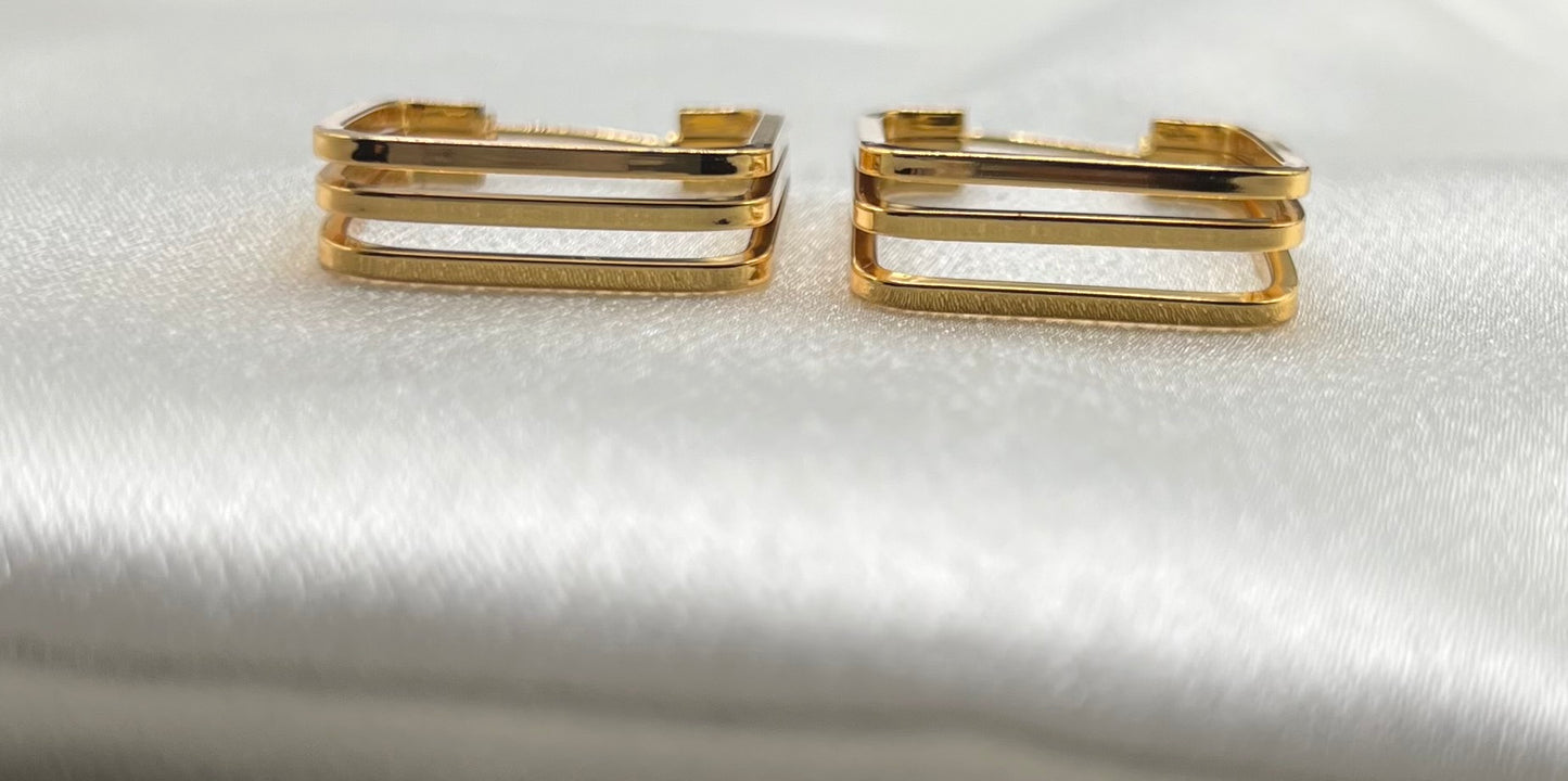 Triple Line Gold Hoop Earrings