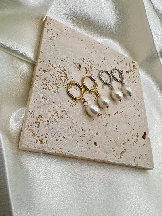 Dainty Freshwater Pearl Huggies