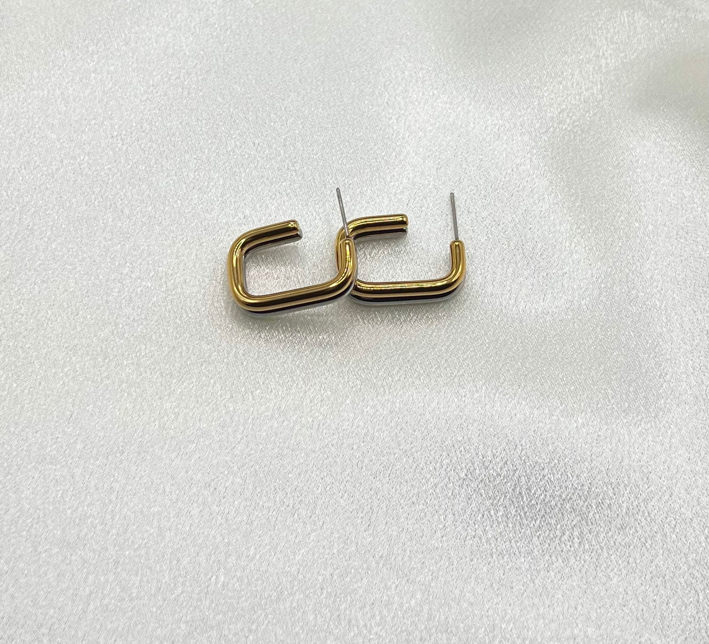 Dual-Tone Hoop Earrings