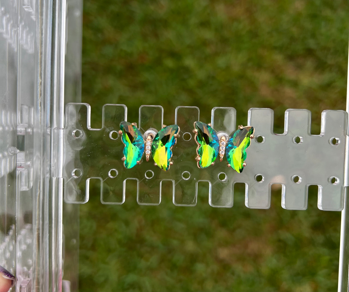 Metallic Gemstone Butterfly Stud Earrings