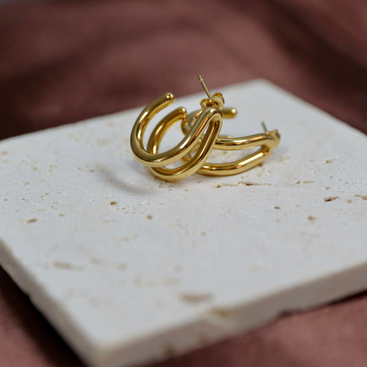 Double Curve Gold Hoops