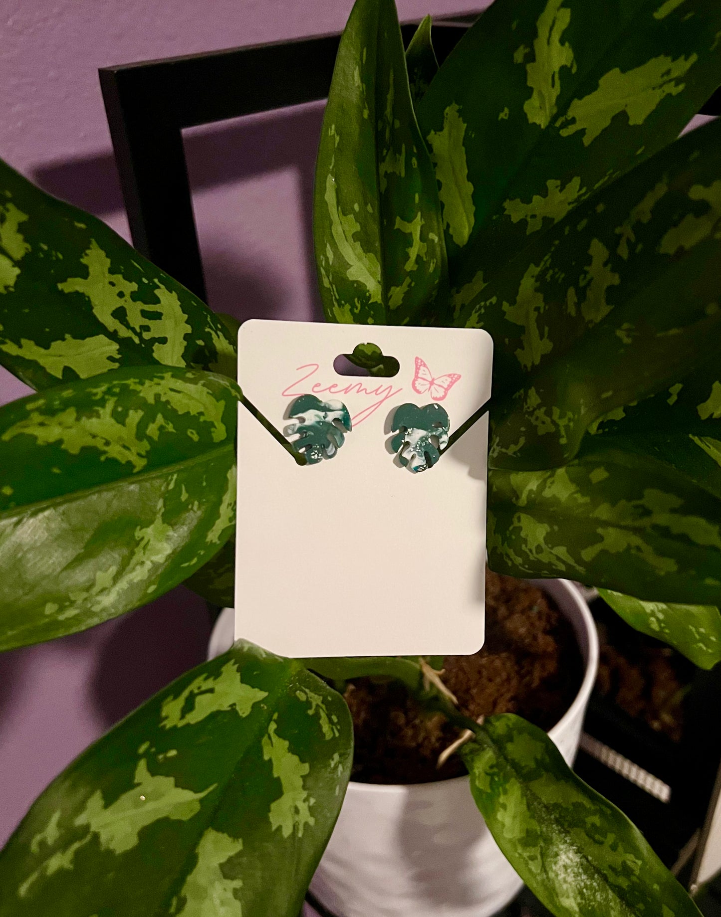 Monstera Stud Earrings