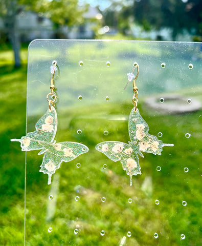 Floral Resin Butterfly Earrings