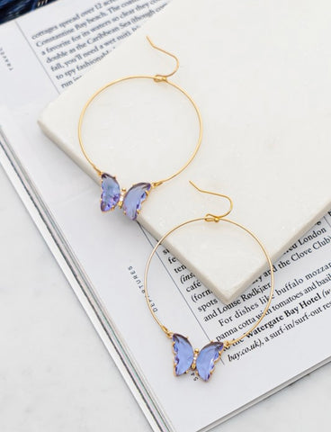 Gemstone Butterfly Hoops