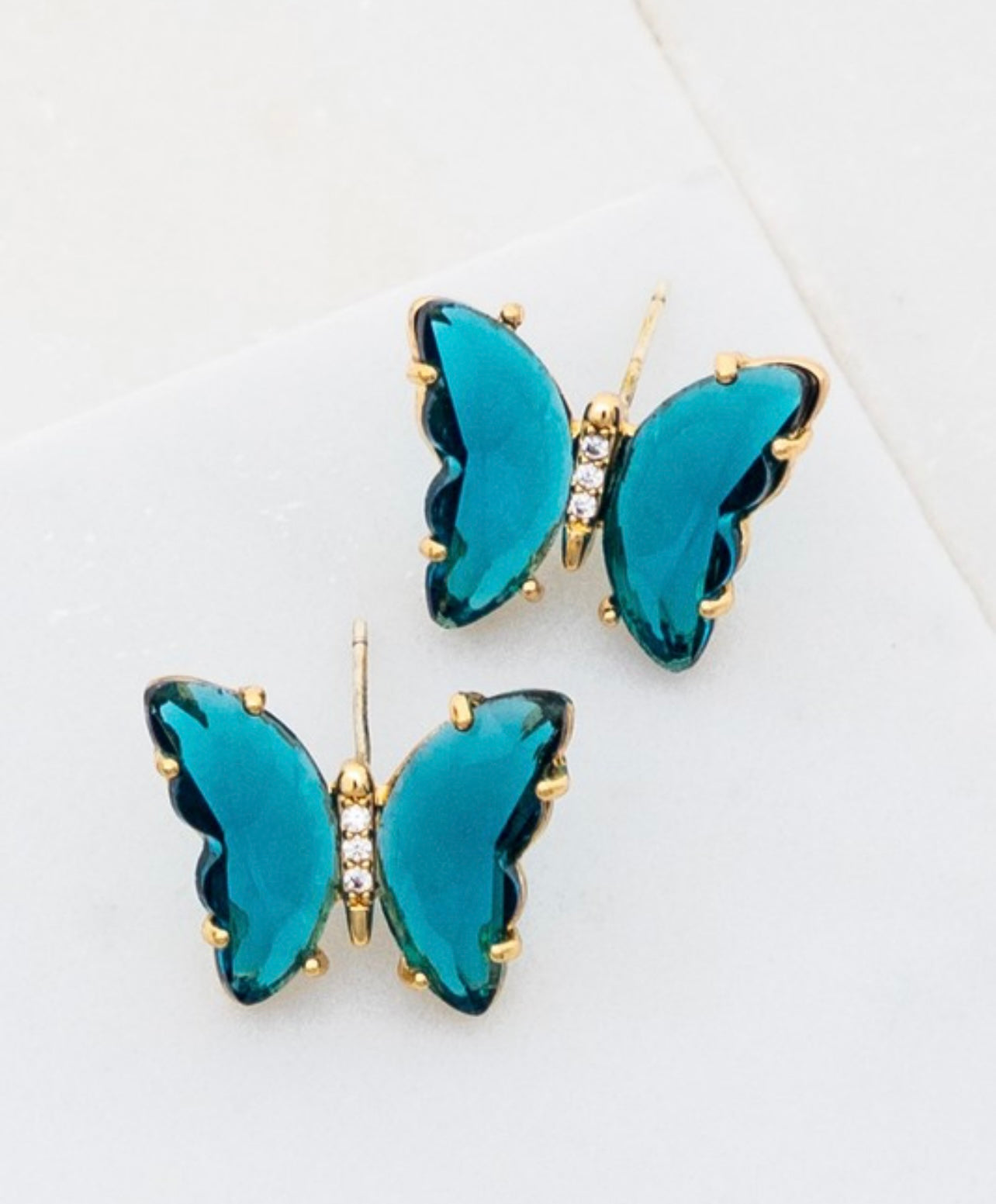 Gemstone Butterfly Stud Earrings