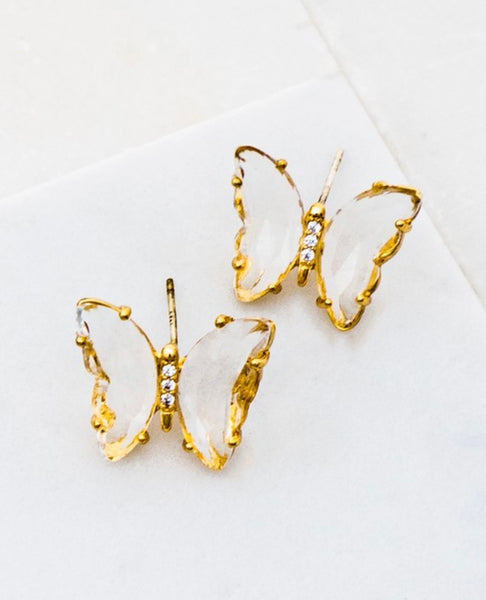 Gemstone Butterfly Stud Earrings