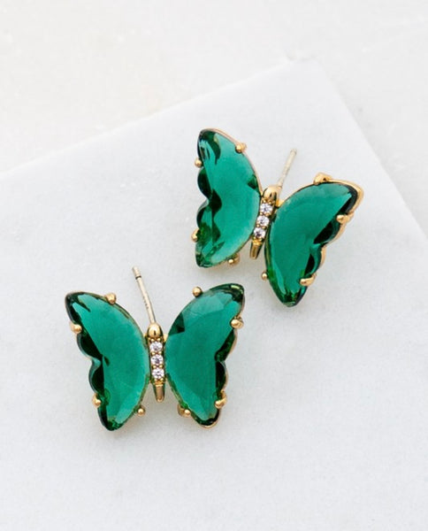Gemstone Butterfly Stud Earrings
